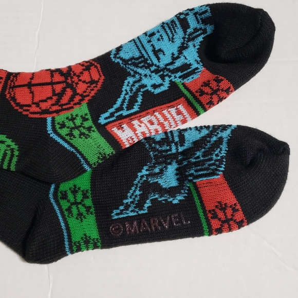 Marvel Avengers Spiderman Men Knit Ugly Christmas Sweater Slipper Socks Knitted - Picture 5 of 8